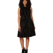 Calvin Klein Plus Plus Size Flocked Flare Dress Black/Black Combo
