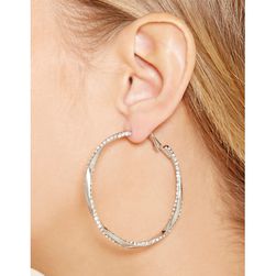 Bijuterii Femei Forever21 Rhinestone Twist Hoop Earrings Silverclear