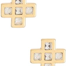 Marc by Marc Jacobs Crystal Cross & Clover Mismatched Stud Earrings CRYSTAL-ORO