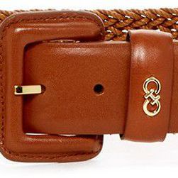 Cole Haan Genuine Leather & Wax Cord Woven Belt ACORN