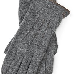 Ralph Lauren Wool-Blend Touch-Screen Gloves Grey/Vachetta