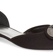 Stuart Weitzman Dome d'Orsay Skimmer Flat BLACK SATIN