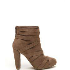 Incaltaminte Femei CheapChic Cross Walk Chunky Faux Suede Booties Taupe