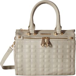 Rampage Plaid Quilted Satchel Grey