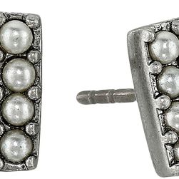 Marc Jacobs Pearl Square Studs Earrings Cream/Antique Silver