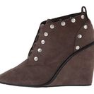 Incaltaminte Femei See by Chloe Suede Lace Up Wedge Bootie with Studs Grey