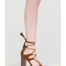 Incaltaminte Femei CheapChic Strappy Starlet Chunky Lace-up Heels Chestnut