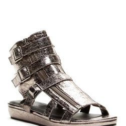 Incaltaminte Femei Michael Antonio Darla Metallic Wedge Sandal Pewter