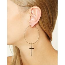 Bijuterii Femei Forever21 Cross Hoop Earrings Gold