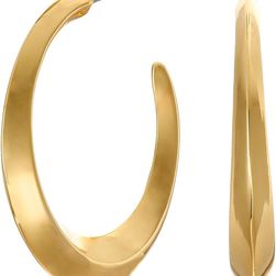 Ralph Lauren Luxe Links Medium Knife Edge Hoop Earrings Gold