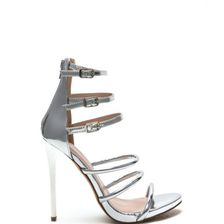 Incaltaminte Femei CheapChic Six \'n Match Caged Metallic Heels Silver