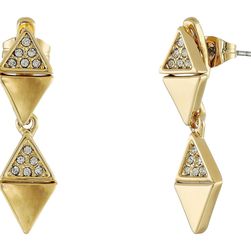 Rebecca Minkoff Triangle Drop Front to Back Earrings Gold Toned/Crystal