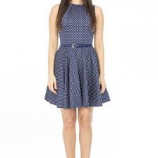 Rochie bleumarin cu buline albe, Roh