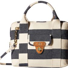 Tommy Hilfiger Striped Canvas - Dome Satchel Navy/Natural