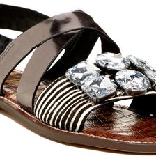 Sam Edelman Dorsey Genuine Cow Hair Slingback Sandal BLK-IVRY