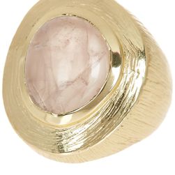 Cole Haan 12K Gold Plated Textured Stone Ring - Size 7 GOLDT