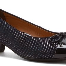 ara Micha Navy Pin Dot Nubuck/Patent Toe