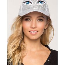 Accesorii Femei CheapChic Eyes On Me Patched Glitter Cap Met Slvr