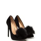 Incaltaminte Femei CheapChic You\'re Da Pom-pom Pointy Velvet Pumps Black