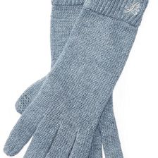 Ralph Lauren Monogram Touch Screen Gloves Slate Blue Heather/Navy