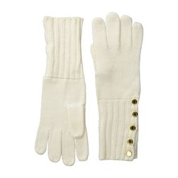 Accesorii Femei Michael Kors Fisherman Stitch Button Glove CreamPolished Gold