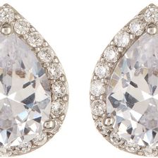 Savvy Cie Sterling Silver Teardrop Shape Simulated White Diamond Earrings silver- white