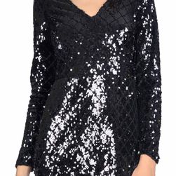 Rochie de ocazie neagra scurta cu paiete W1122N