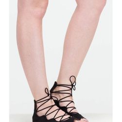 Incaltaminte Femei CheapChic Ride The Wave Pointy Lace-up Flats Black