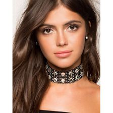 Bijuterii Femei CheapChic Large Rhinestone Dotted Mesh Choker Black