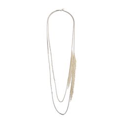 French Connection Asymmetrical Chain Fringe Necklace Silver/Gold