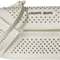 Armani Jeans Leather Continental Bag with Studs White