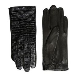 Accesorii Femei The Kooples Lizard Embossed Patent Leather Gloves Black