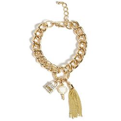 Bijuterii Femei GUESS Gold-Tone Logo Lock Charm Bracelet gold