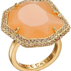 Vince Camuto Pave Border Stone Ring Worn Gold/Milky Light Peach/Light Peach Pave