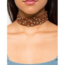 Bijuterii Femei CheapChic Multi Beaded Suede Choker Camel