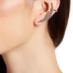 Free Press Stud & Pave Arc Crawler Mismatched Earrings CLEAR-HEM-JET-GOLD