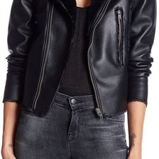 VIGOSS Faux Leather & Faux Fur Jacket BLACK