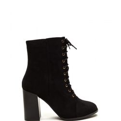 Incaltaminte Femei CheapChic Bring It On Chunky Lace-up Booties Black