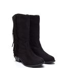 Incaltaminte Femei CheapChic Fringe Off Faux Suede Boots Black