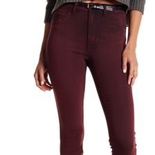 kensie High Waisted Ankle Biter Skinny Jean Tawny Port