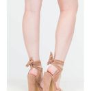 Incaltaminte Femei CheapChic Strapped In Tied Chunky Peep-toe Heels Taupe