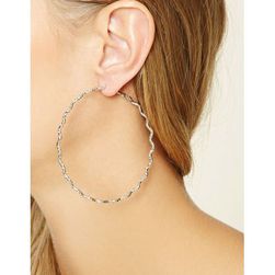 Bijuterii Femei Forever21 Chevron Hoop Earrings Silver