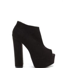 Incaltaminte Femei CheapChic In The City Chunky Peep-toe Booties Black