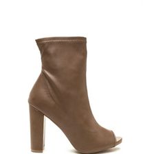 Incaltaminte Femei CheapChic Uptown Chic Chunky Peep-toe Booties Taupe