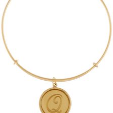 Alex and Ani 14K Gold Filled Initial Q Charm Wire Bangle RUSSIAN GOLD