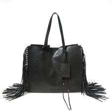 Ralph Lauren Fringed Leather Tote Black