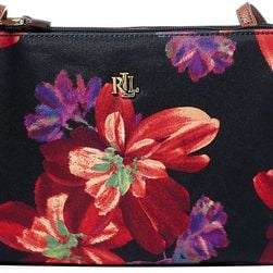 Ralph Lauren Medium Tara Cross-Body Bag Black Watercolor Floral
