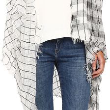 Steve Madden Space Dye Yarn Grid Day Wrap White