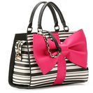 Accesorii Femei Betsey Johnson Betsey Johnson Curtsy Satchel BlackWhiteFuschia