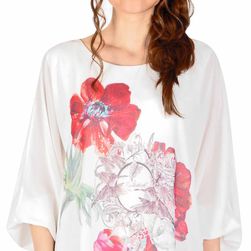 Bluza casual alba lejera cu imprimeu flori colorate Stela